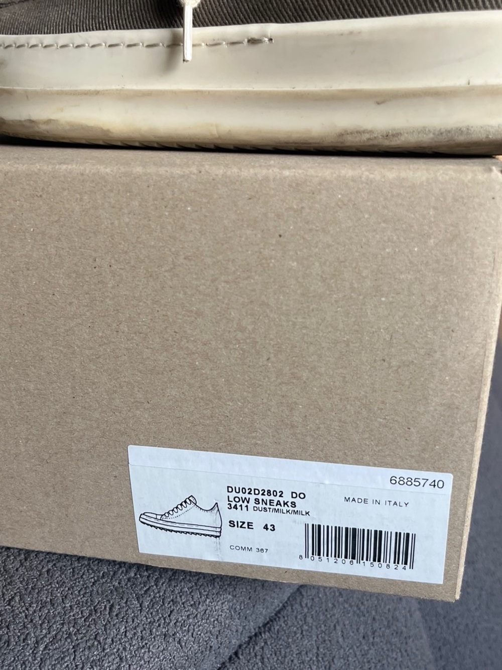 Rick Owens Low Sneaks in Dust/Milk
